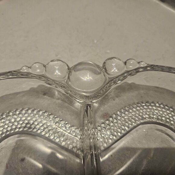 Clear Heart Shaped Divided Glass Dish Duncan and Miller #309 Trinket Dish - Picture 2 of 7